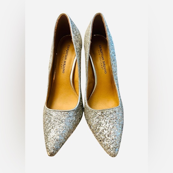 Christian Siriano By Payless Silver Glitter Disco Heels 4” Stiletto Women’s 8 - Picture 5 of 8
